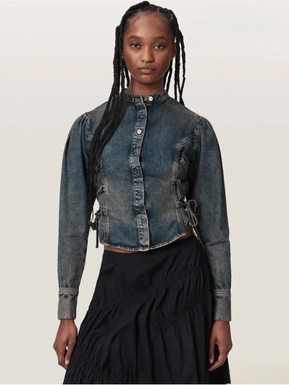 AllSaints Women's Evanna Denim Shirt Blue Sz 12 NWOT